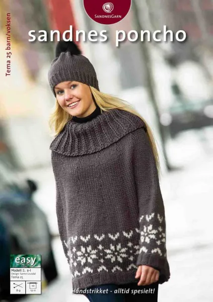 Hovedbilde Tema 25 Poncho oppskrift Sandnes garn