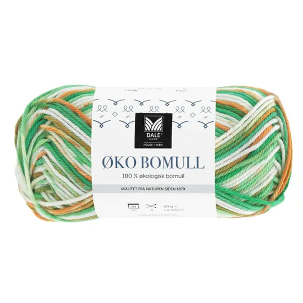 Hovedbilde Dale Øko bomull 321 Stripy oransje og skarp grønn garn