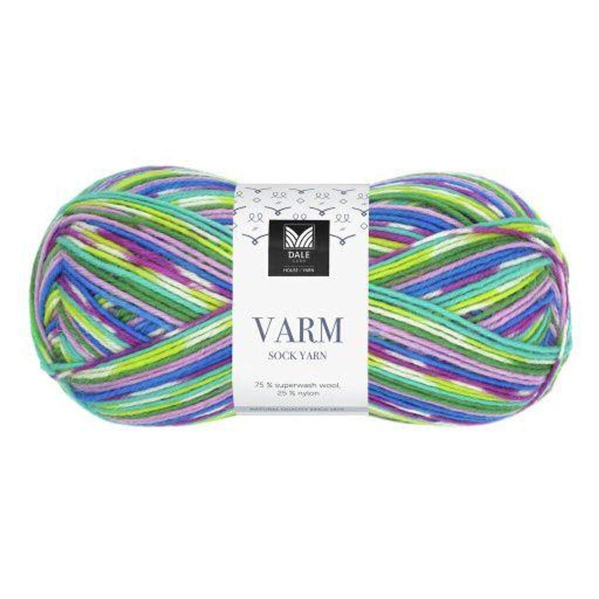 Varm 5105 Pæregrønn/blå/lilla Print Dale garn