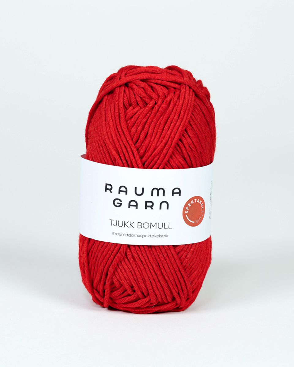 Tjukk Bomull 314 Rød Rauma garn